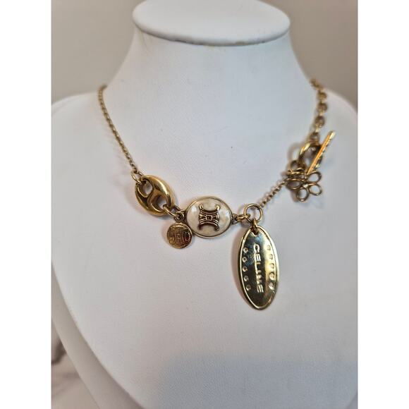 Celine Rare Vintage Triomphe Gold Charm Necklace - Picture 4 of 4